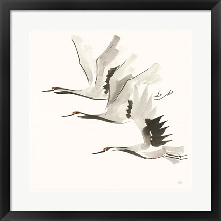 Framed Zen Cranes II Warm Print