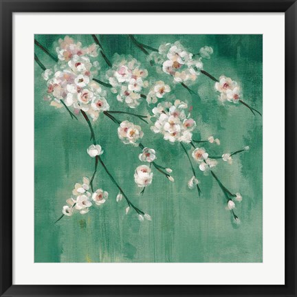 Framed Cherry Cloud II Jade Print