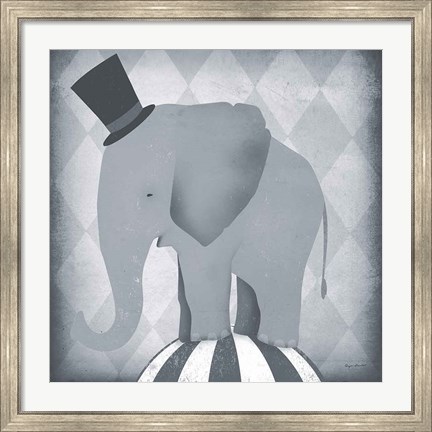 Framed Circus Elephant Gray Print