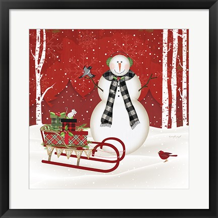 Framed Merry Snowman Print