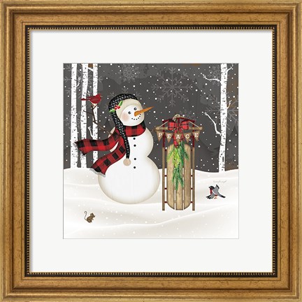 Framed Peace Snowman Print