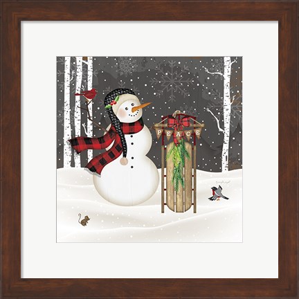 Framed Peace Snowman Print