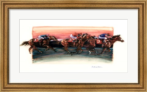 Framed Horse Race Print