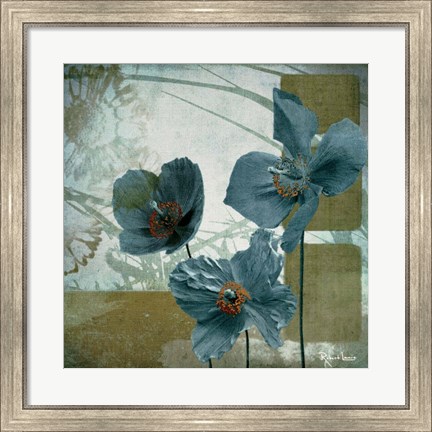 Framed Cerulean Poppies II Print