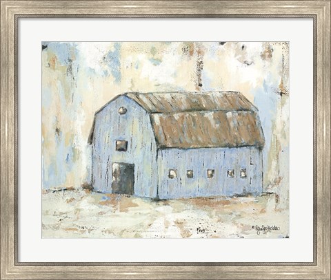 Framed Blue Barnyard Print