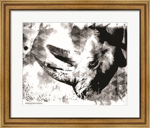 Framed Modern Black &amp; White Rhino Print