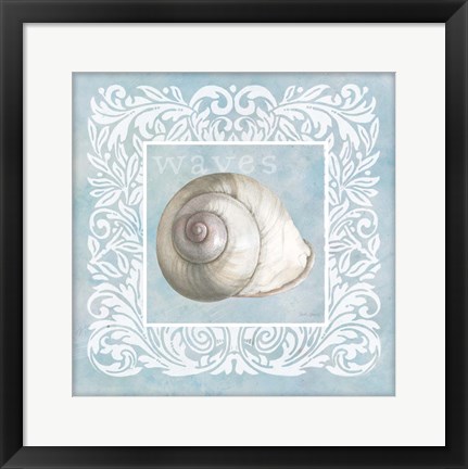 Framed Sandy Shells Blue on Blue Snail Print