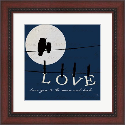 Framed Moon Love I Indigo Print