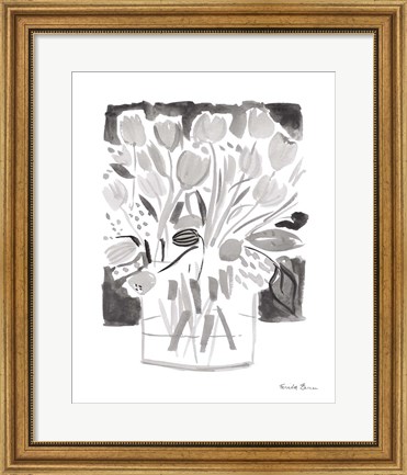 Framed Lemon Gray Tulips I Print