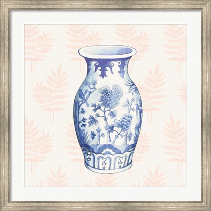 Framed Ginger Jar II Coral No Border Print