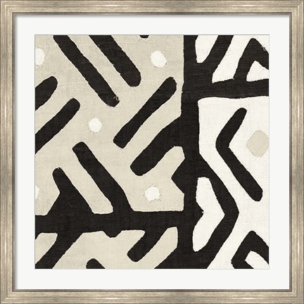 Framed Kuba Cloth I Sq II Neutral Print