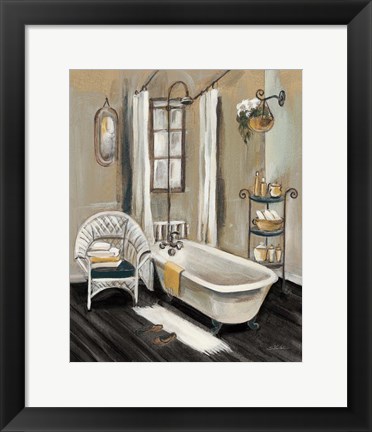 Framed French Bath II Black Print