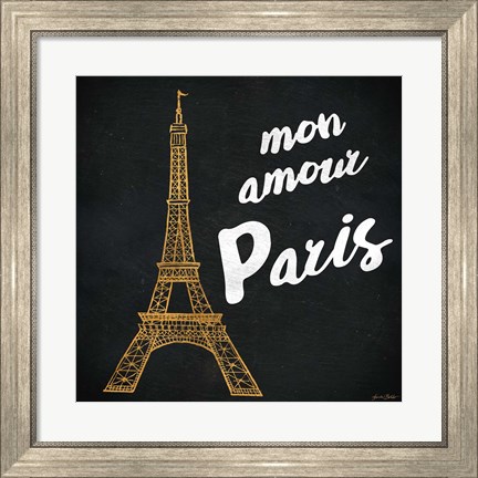 Framed Mon Paris Gold I Print