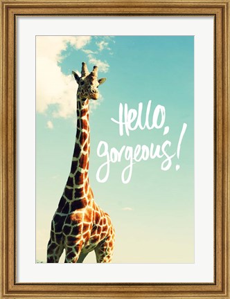 Framed Hello Gorgeous Giraffe Print