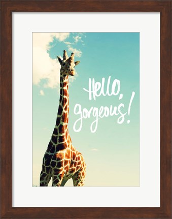 Framed Hello Gorgeous Giraffe Print