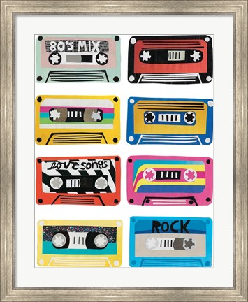 Framed Retro Mix Tapes Print