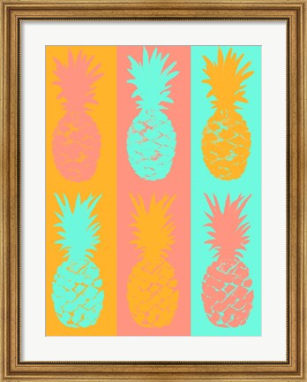 Framed Vibrant Striped Pineapples Print