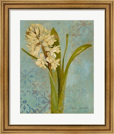 Framed Hyacinth on Teal I Print