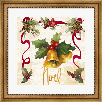 Framed Christmas Poinsettia Ribbon III Print