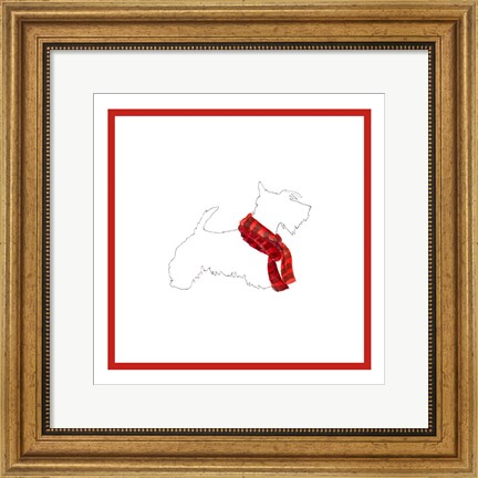 Framed Scotty Silhouette with Red Scarf Print