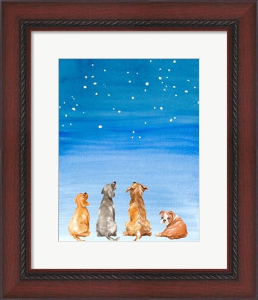 Framed Four Dogs Star Gazing Print