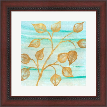 Framed Gold Moment of Nature on Teal I Print