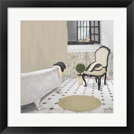 Framed Sundance Neutral Bath I Print