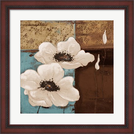 Framed White Poppies I Print