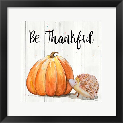 Framed Be Thankful Harvest Hedgehog I Print