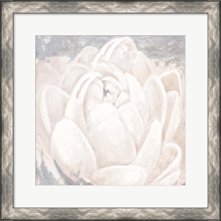 Framed White Grey Flower II Print