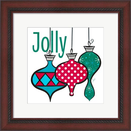 Framed Joyful Christmas Ornaments IV Print