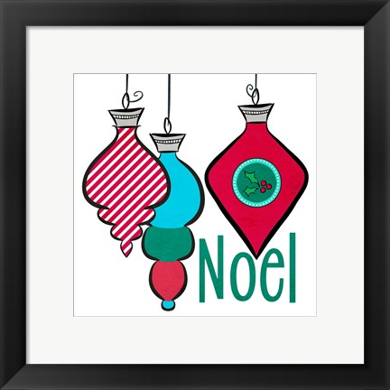 Framed Joyful Christmas Ornaments III Print