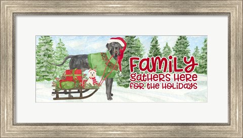 Framed Dog Days of Christmas - Family Gathers Print