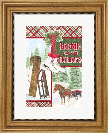 Framed Sleigh Bells Ring - Happy Holidays Print