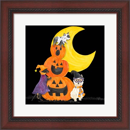 Framed Fright Night Friends IV Pumpkin Stack Print