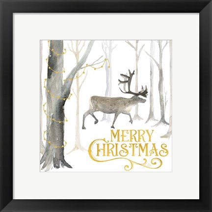 Framed Christmas Forest II Merry Christmas Print