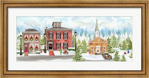 Framed Christmas Village panel I Print