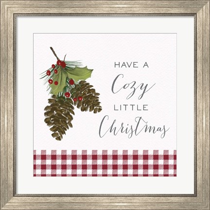 Framed Cozy Christmas Gingham I Print