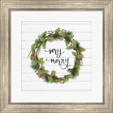 Framed Cozy Christmas Wreath I Print