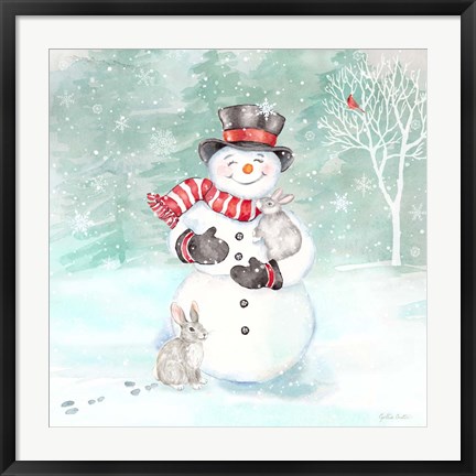 Framed Let it Snow Blue Snowman VI Print