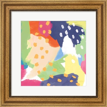 Framed Bright Life II Blue Green Crop Print