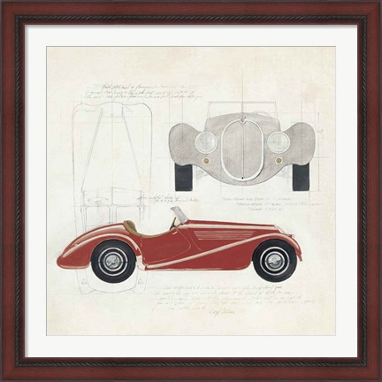 Framed Roadster I Red Car Print