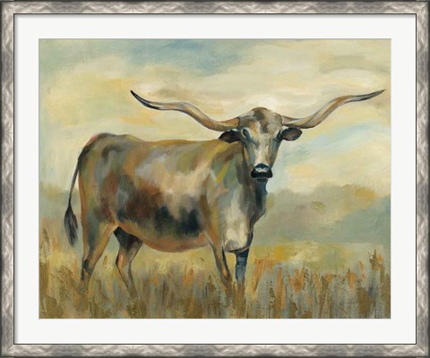 Framed Longhorn Cow Print