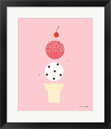 Framed Ice Cream and Cherry II Print