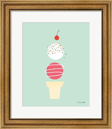 Framed Ice Cream and Cherry I Print