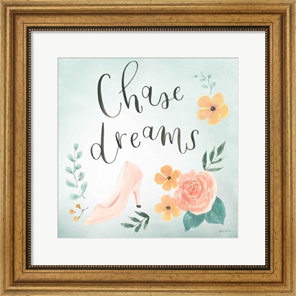 Framed Chase Dreams I Green Print