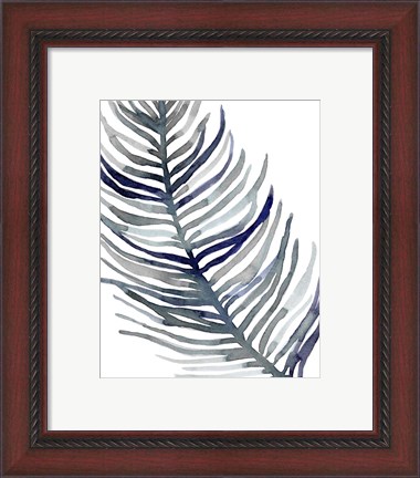 Framed Blue Feathered Palm I Print