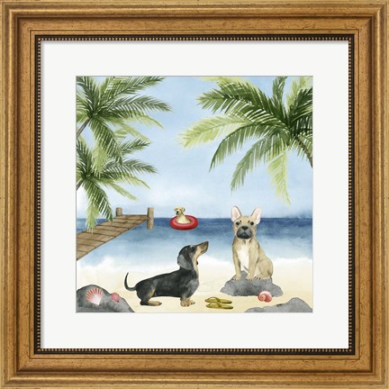 Framed Dogs on Deck I Print