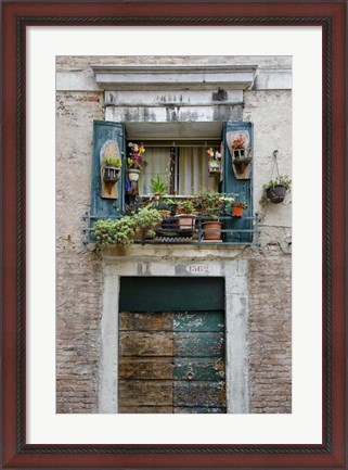 Framed Italian Window Flowers I Print