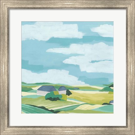 Framed Village Valley I Print